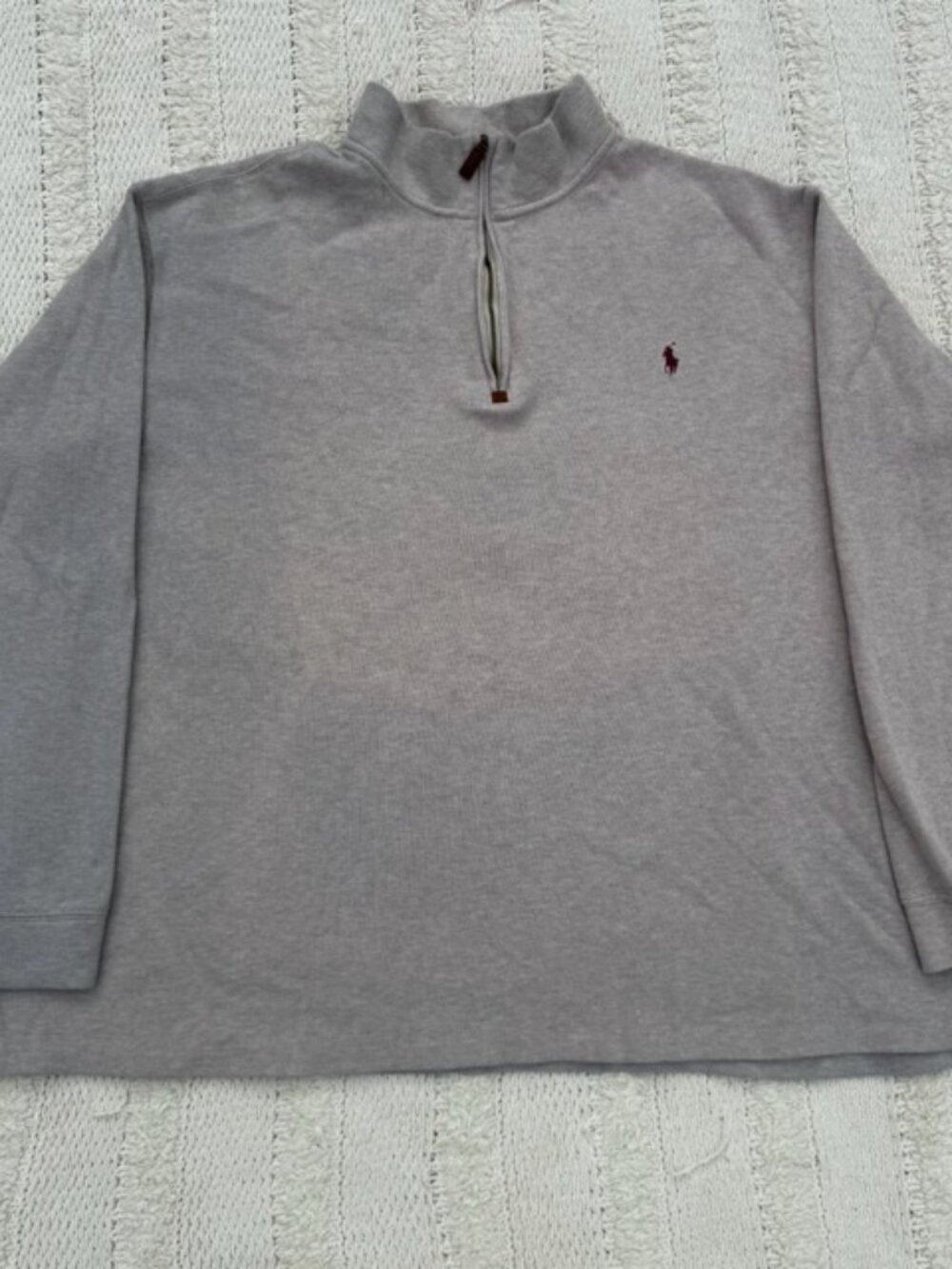 Polo Ralph Lauren Men's Size 3XLT Tall 1/4 Zip Beige Cotton Pull Over Sweater